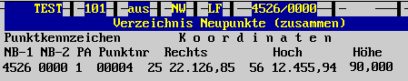 Aufruf: Verzeichnis Neupunkte (7 KB)