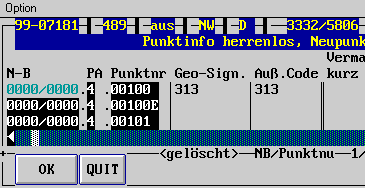 Tabelle Punktinformation, erstes Bild  (6 KB)