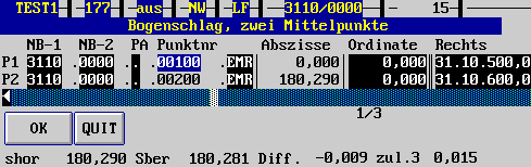 Die Tabelle Bogenschlag, zwei Mittelpunkte   (7 KB)