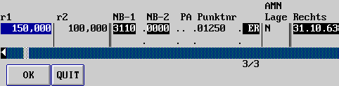 Tabelle der Neupunkte, Eingabe der Radien  (4 KB)