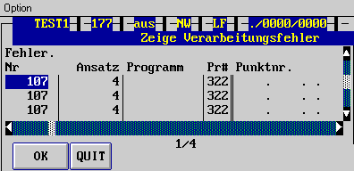 Tabelle der Verarbeitungsfehler, Linke Seite (6 KB)