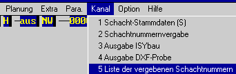 Aufruf Liste der vergebenen Schachtnummern (3 KB)